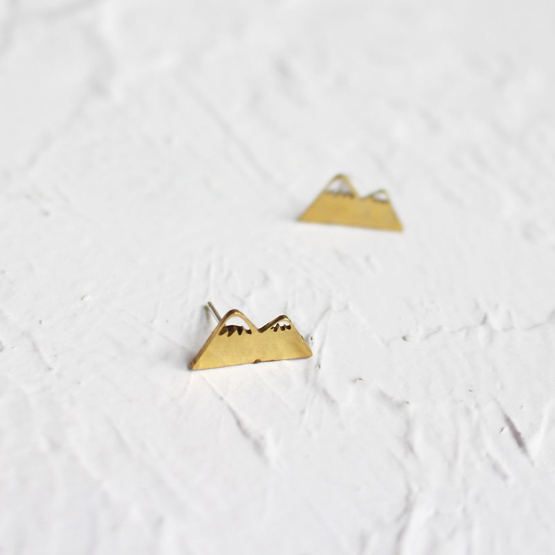 Snow mountain Earrings I Story_Mountain - Earrings & Clip-ons - Copper & Brass Gold