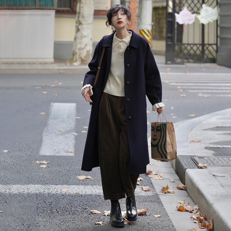 Wool double-sided coat|Jacket|Two-color|Autumn and winter|Sora-847 - เสื้อแจ็คเก็ต - ขนแกะ หลากหลายสี