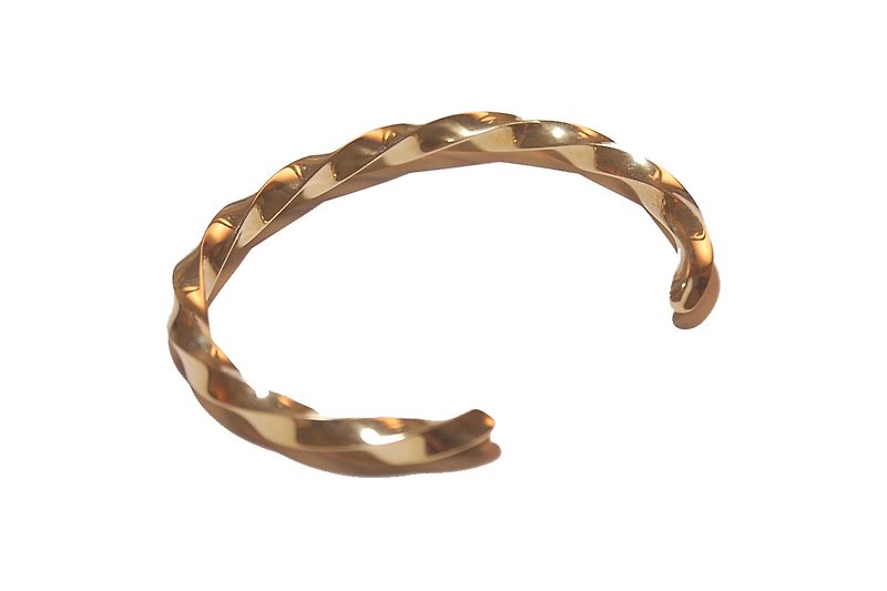 Brass twisted bracelet - 黃銅麻花手環 - 細 - 手鍊/手鐲 - 其他金屬 黃色