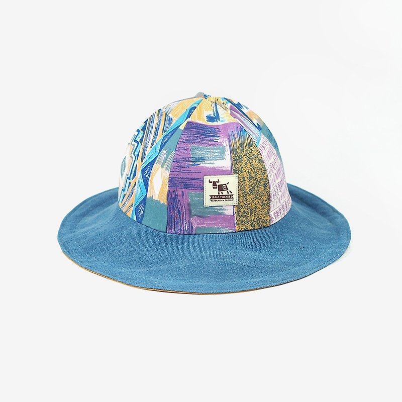 Handmade double-sided hat - หมวก - ผ้าฝ้าย/ผ้าลินิน สีน้ำเงิน
