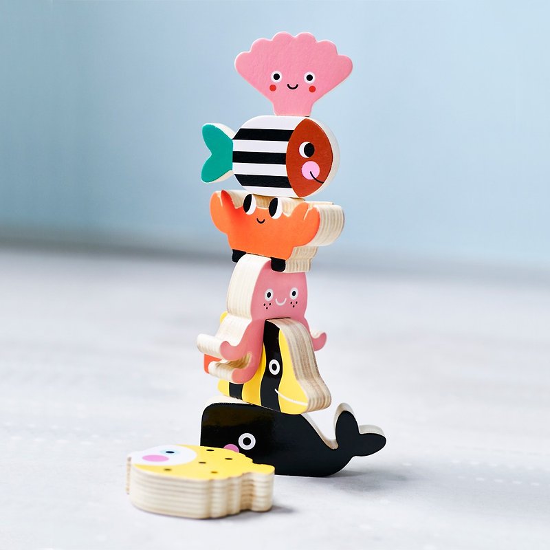 Dutch Petit Monkey Classic Wooden Play-Sea Animal Jenga (3Y+) - ของเล่นเด็ก - ไม้ หลากหลายสี
