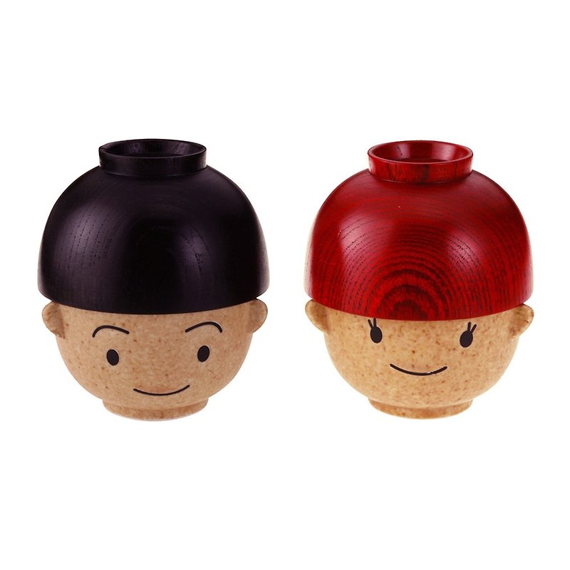 グッド・バッグ - 日本の日焼けのお米スープボウル - 満福の少年+満福の少女 - 茶碗・ボウル - 陶器 ブラウン