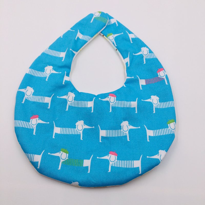Cute art dachshund dog bib double gauze saliva towel design full moon gift - Bibs - Cotton & Hemp Blue