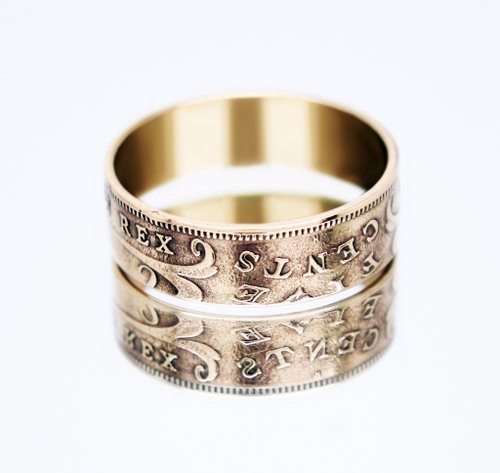 CoinsRingsUkraine East Africa Coin Ring 5 cents 1949-1952 coin rings for men coin rings for wome
