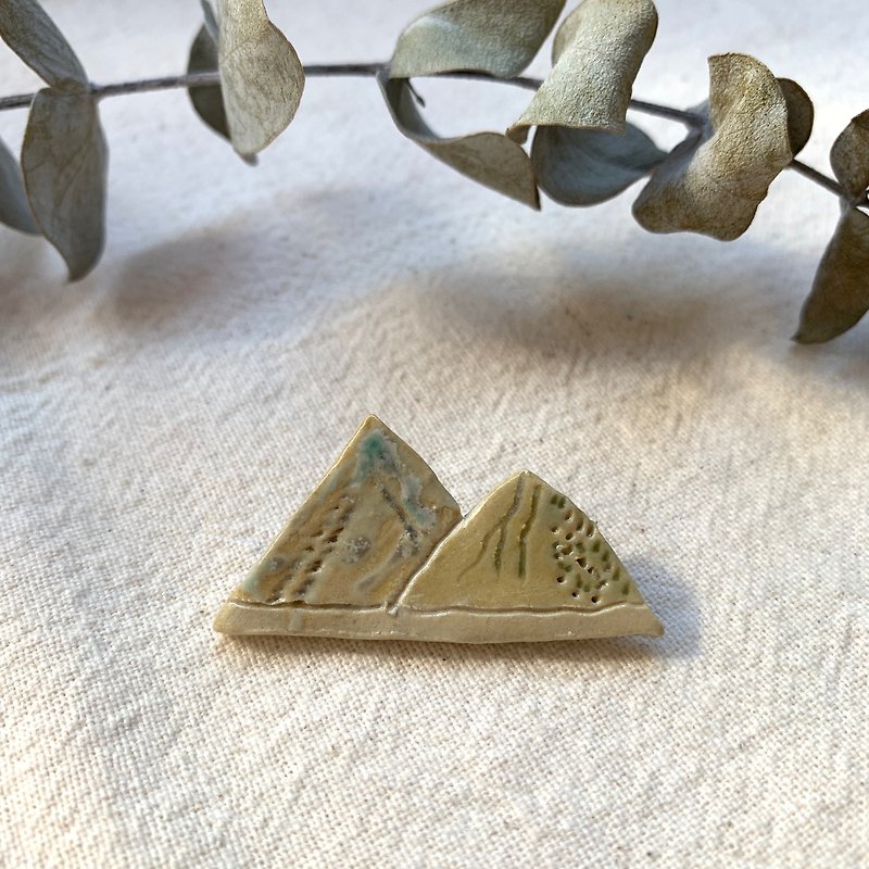 Clay Mountain Pin 7 - Brooches - Pottery 