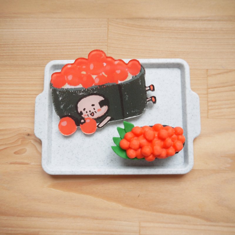 Acrylic pin / cod roe sushi old man - เข็มกลัด/พิน - อะคริลิค สีดำ