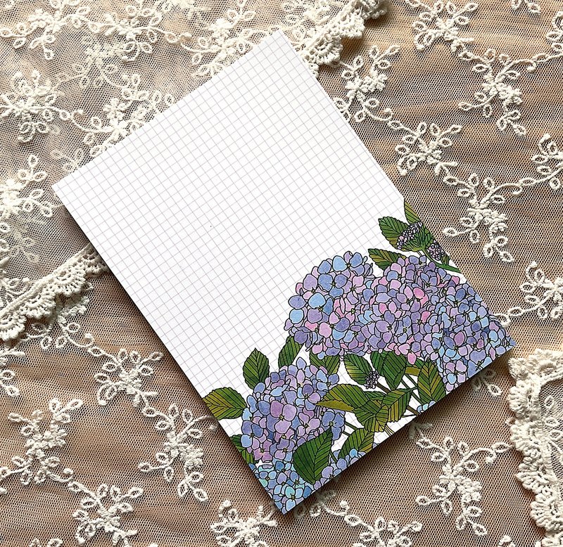 hydrangea flower Design Paper Memo Pad (dami) letter  grid non adhesive - 便條紙/便利貼 - 紙 紫色