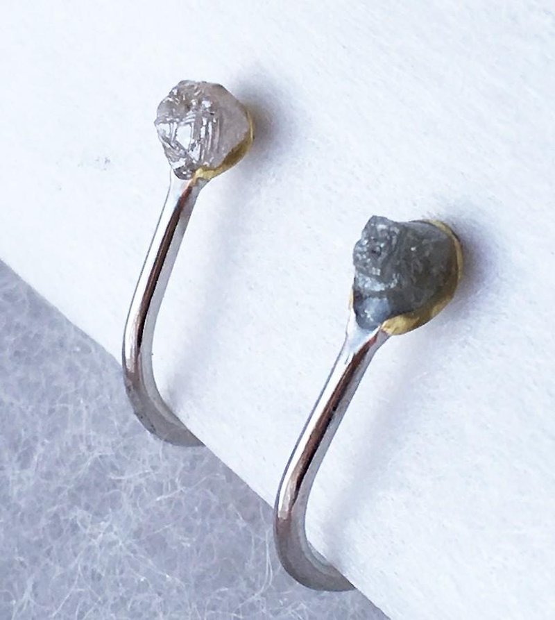Rough diamond ◇ Clip-On - Earrings & Clip-ons - Gemstone Silver