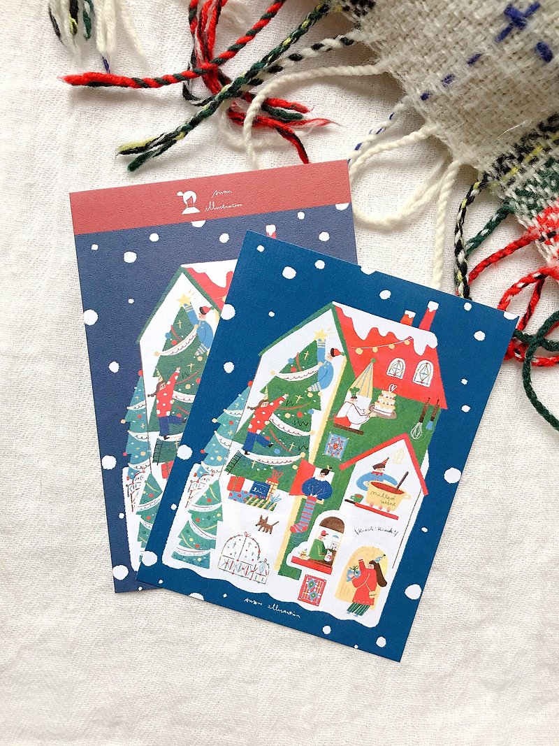 ///Christmas hand-made house ///postcard sticker - Stickers - Paper Multicolor