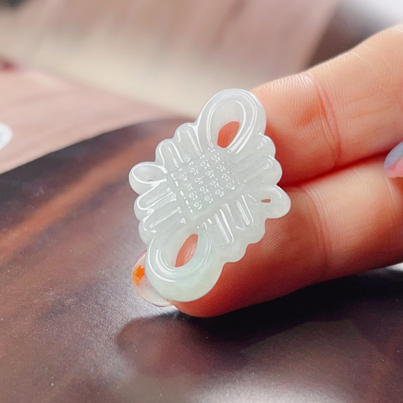 冰種翡翠中國結 | 天然緬甸A貨翡翠 | 送禮 - 吊飾/掛飾 - 玉石 透明