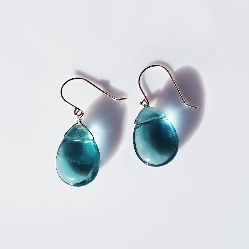 Large peacock blue green fluorite earrings Tina - Earrings & Clip-ons - Gemstone Green