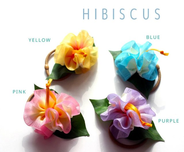 レジンヘアゴム ピンク ダイヤ 南国 ハイビスカス風