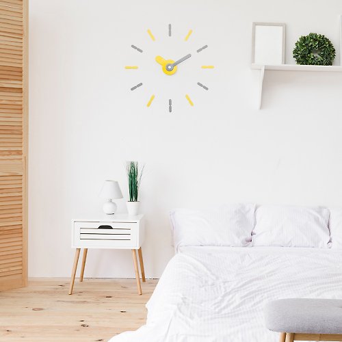 ontime On-Time Wall Clock Peel and Stick V1M Gray Yellow 56-60 Cm.