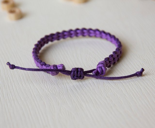 Purple Crystal Bracelets, Handmade String Knot Bracelet - CozyLadyWear