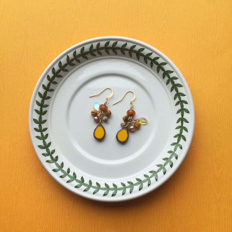 Harvest-yellow and orange fruits and melons - Earrings & Clip-ons - Other Materials 