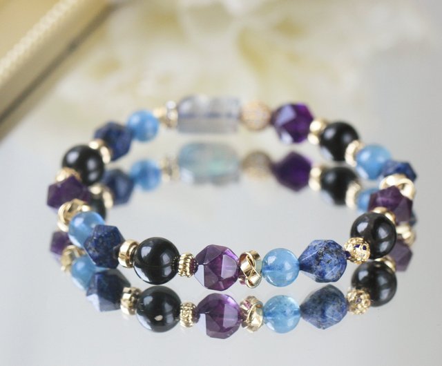 アクアマリン ラブラドライト ビーズブレスレット ☆]完全限定品ブレス【Blue Free-解放の青-】（ブラックスター