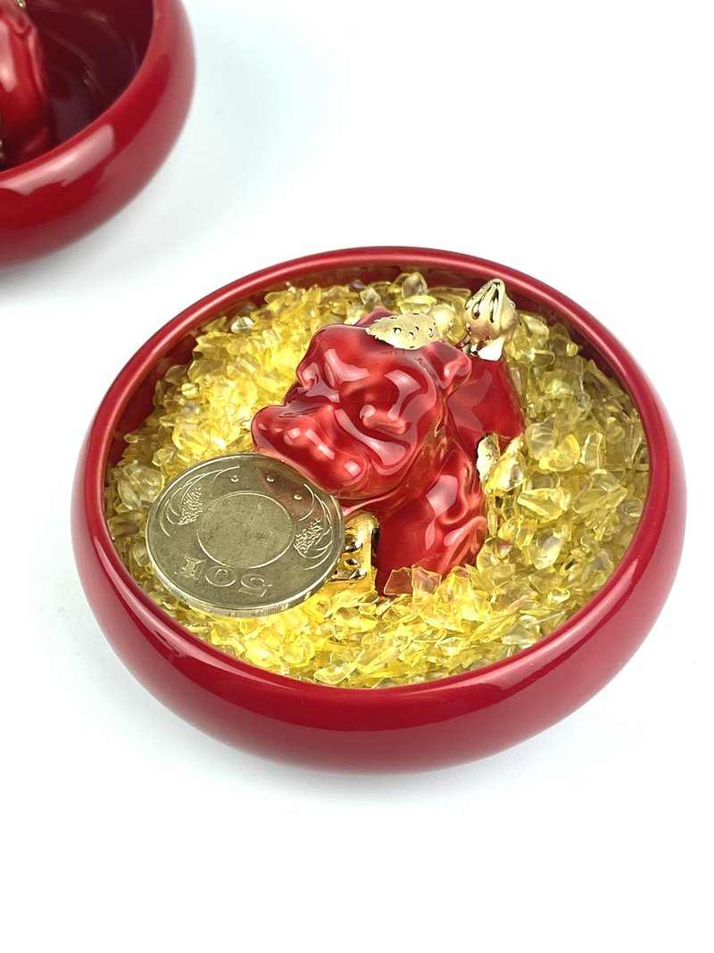 嘎吉-開運24K鎏金笑納貔貅小聚寶盆   -贈黃水晶玻璃精緻盒裝含 - 擺飾/家飾品 - 陶 多色