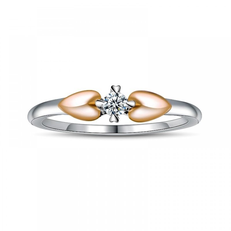 Diamond 316L Surgical Steel with 14K Gold Ring Casting Jewelry for Female - แหวนคู่ - เพชร สีเงิน