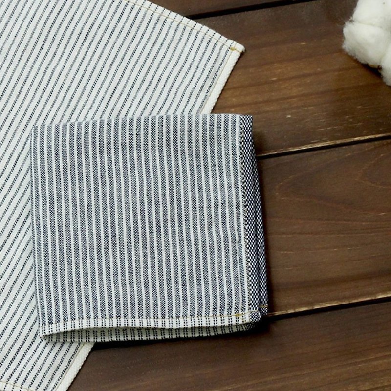 【Hartwell】今治條紋棉紗方巾| 復古懷舊| 水洗感| 日本製 - 毛巾/浴巾 - 棉．麻 藍色