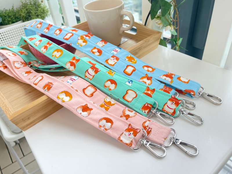 Milk Bread Corgi Cell Phone Lanyard - เชือก/สายคล้อง - ผ้าฝ้าย/ผ้าลินิน หลากหลายสี