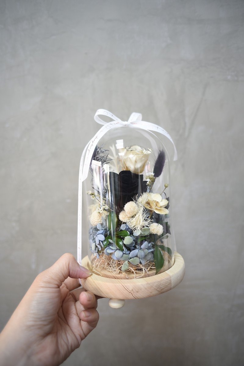 Small fragrance rose immortal flower cup dry flower glass cup black rose - Dried Flowers & Bouquets - Plants & Flowers Black