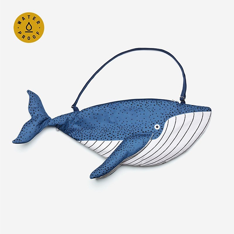 Blue Whale Waterproof Side Backpack | Don Fisher - กระเป๋าแมสเซนเจอร์ - วัสดุกันนำ้ สีน้ำเงิน