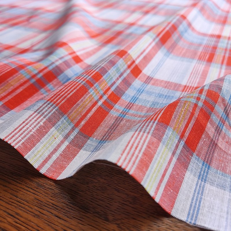 Linen series orange soda Linen high count plaid fabric - Knitting, Embroidery, Felted Wool & Sewing - Cotton & Hemp Orange