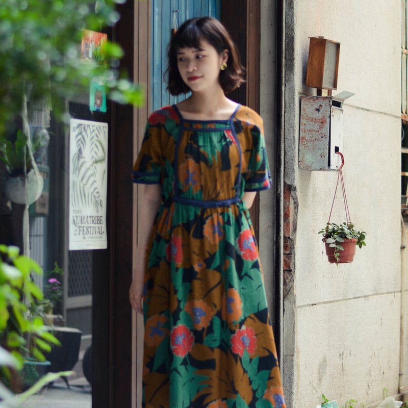 觀葉 |  日本古着短袖洋服 - 洋裝/連身裙 - 其他材質 多色