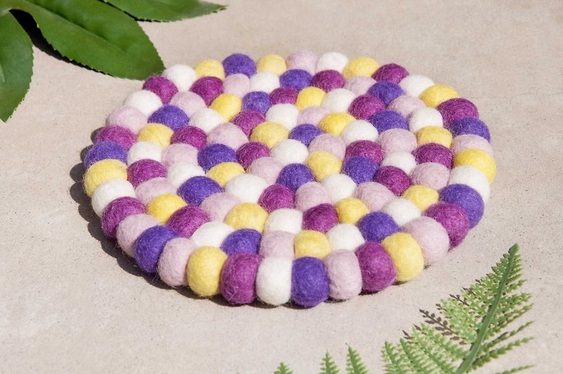 Wool felt rainbow color insulation mat pot wool felt pot mat - macarons colorful cake fruit pots - ผ้ารองโต๊ะ/ของตกแต่ง - ขนแกะ หลากหลายสี
