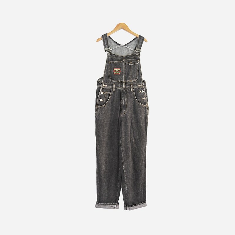 Dislocated vintage / gray and black denim suspenders no.778 vintage - Overalls & Jumpsuits - Cotton & Hemp Black