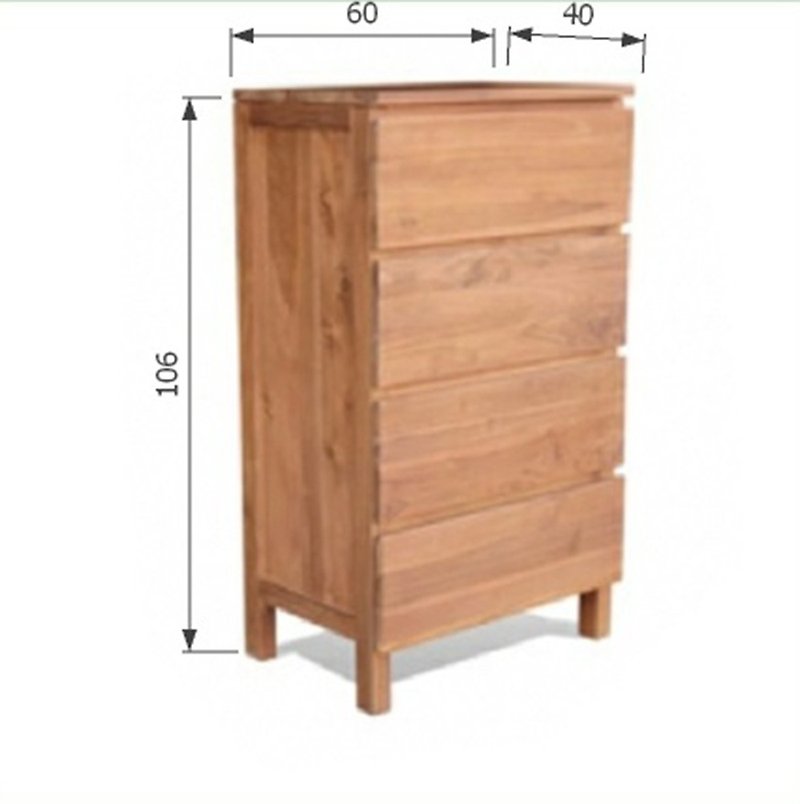 Angus Teak Four-drawers Angus 4D Cabinet (60) - Other Furniture - Wood 