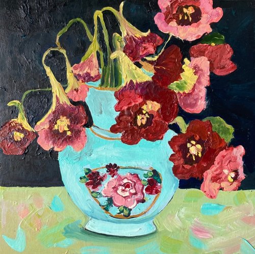 花の絵画オリジナル油絵キンレンカの花の絵画マティス装飾