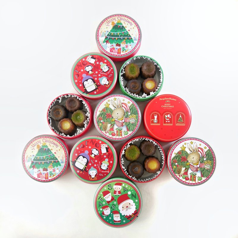 【聖誕禮盒】聖誕鐵盒迷你可麗露 兩個鐵盒組 - 蛋糕/甜點 - 新鮮食材 咖啡色