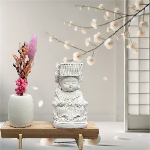 創藝 禪香光影 手作館 文青簡約風 淨念吉祥之媽祖小佛 原木底座系列 搭配永生花擴香瓶