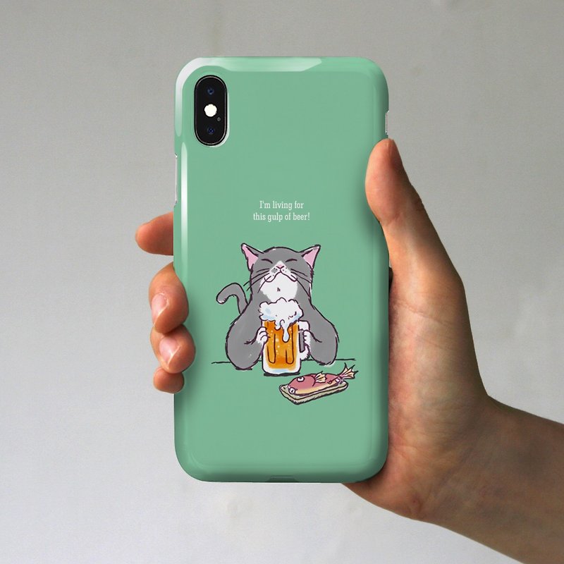 iPhoneケース　猫がビール　グリーン - スマホケース - プラスチック グリーン