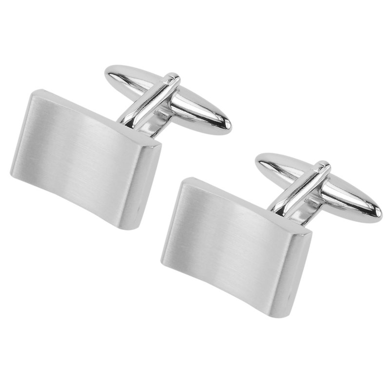 Brushed Silver Concaved Cufflinks - Cuff Links - Other Metals Silver