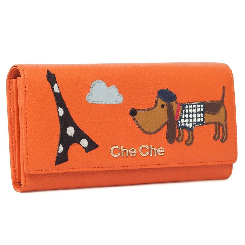 Parisian Doggie Leather Wallet - กระเป๋าสตางค์ - หนังแท้ สีส้ม