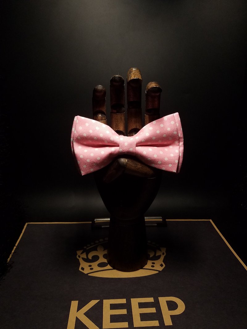 Pink double bow bow bolotie - Ties & Tie Clips - Cotton & Hemp Pink