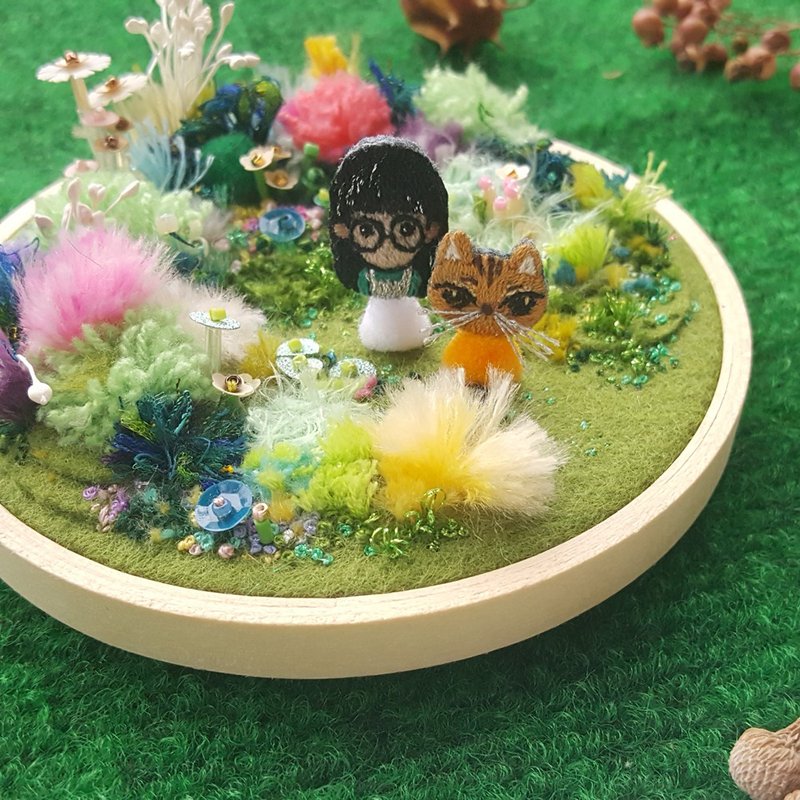 【像你的花園】立體刺繡畫11cm 客制商品 生日禮物 結婚禮物 友誼 - 似顏繪/客製畫 - 繡線 多色