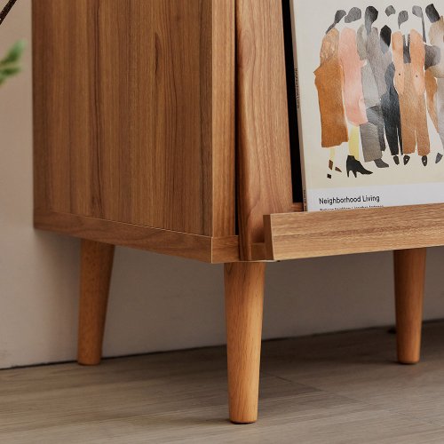 WOORI wooden retro three-door book and newspaper storage TV cabinet