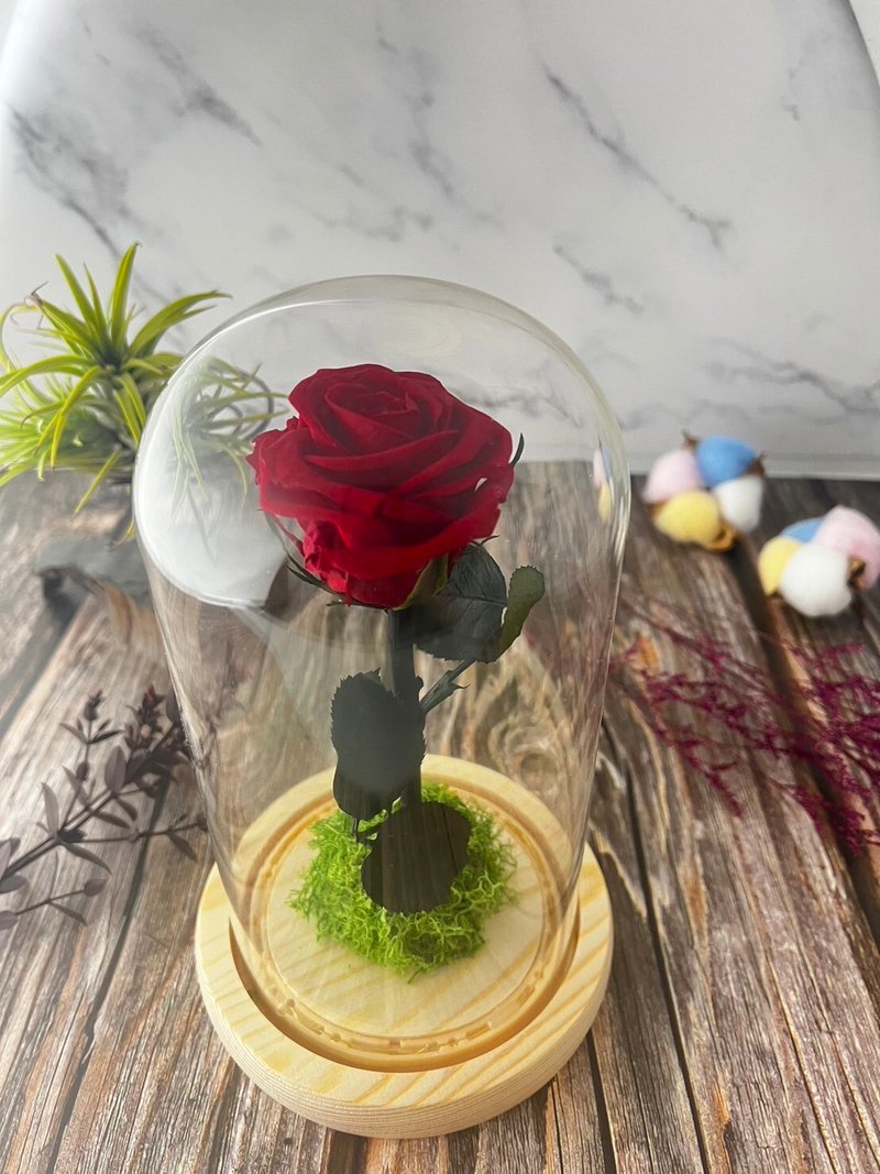 2F [Little Prince Immortal Glass Cup] Little Prince Immortal Rose/Immortal Flower/Never Withered Flower/Dried Flower - Items for Display - Glass Red