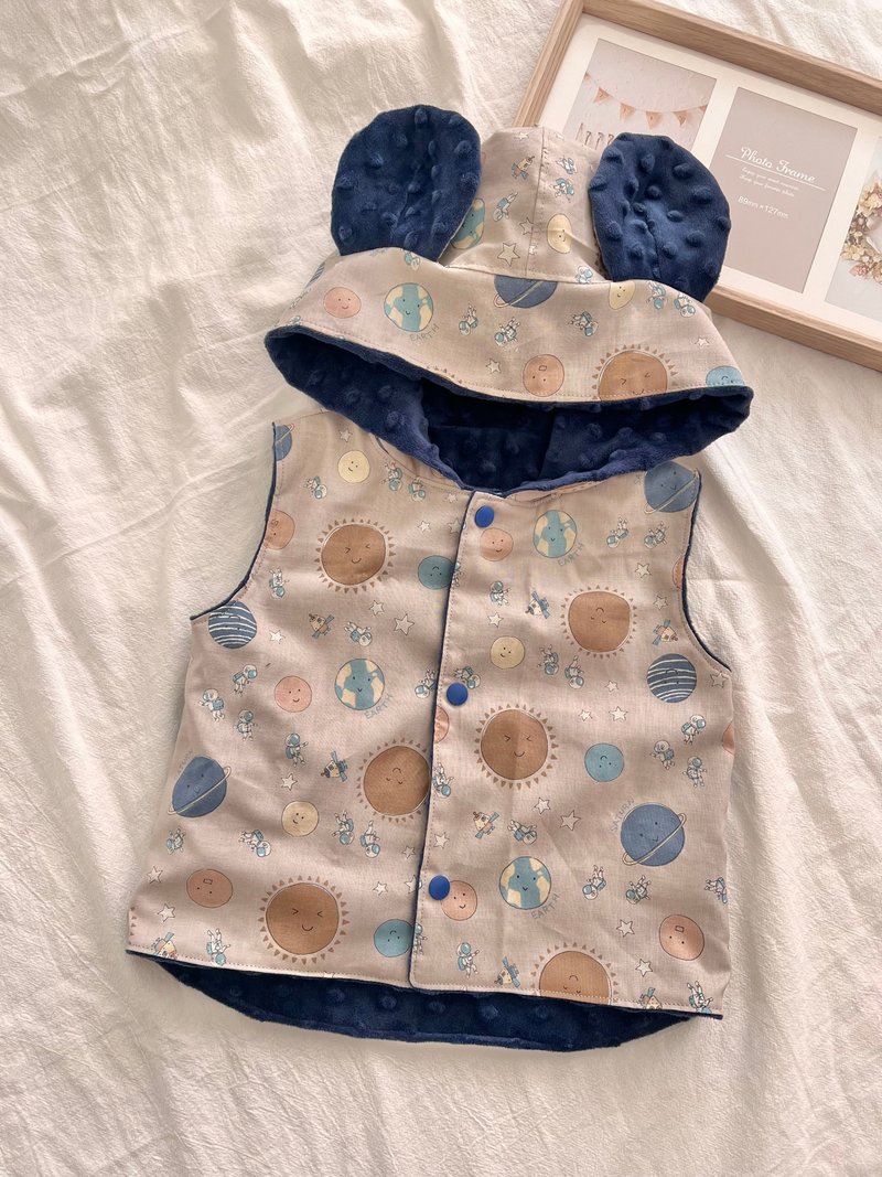 Cute Bear Ears Hooded Vest Baby Warm Vest - เสื้อโค้ด - ผ้าฝ้าย/ผ้าลินิน หลากหลายสี