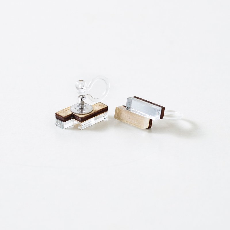 twin stick mini Clip-On - Earrings & Clip-ons - Wood Brown