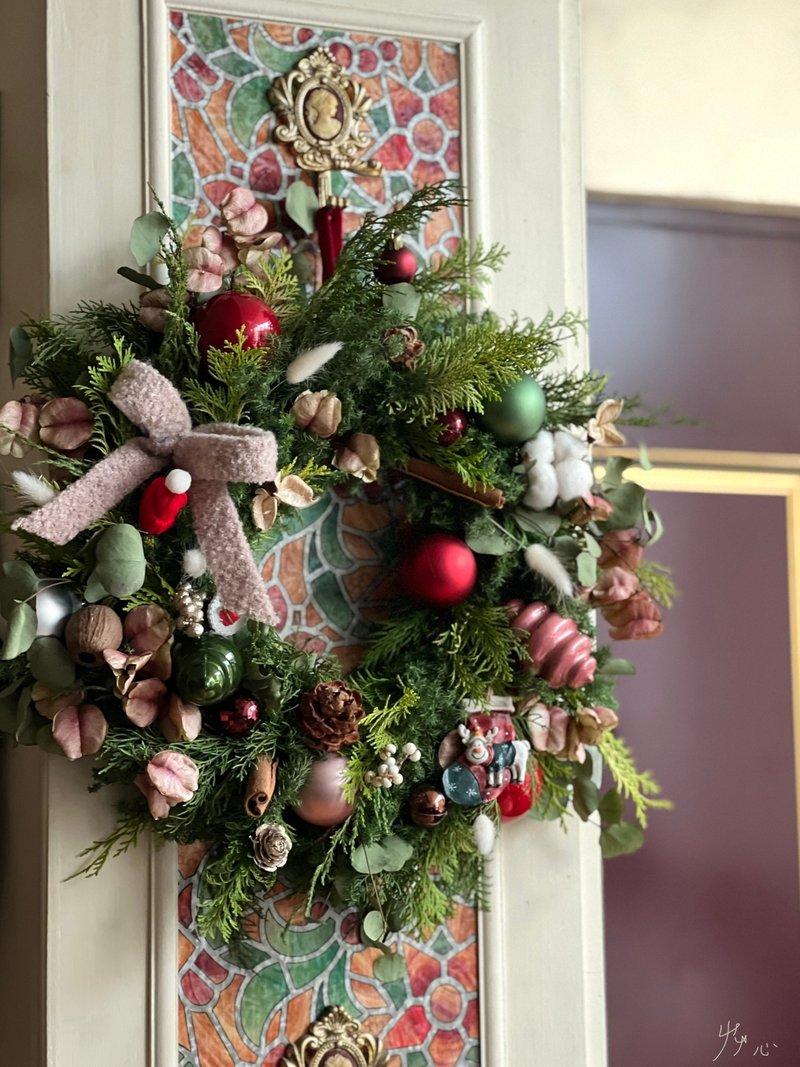 Christmas wreath L Fresh and dry pine cypress to make Christmas decorations Christmas decorations Christmas gifts pine cones - ของวางตกแต่ง - พืช/ดอกไม้ หลากหลายสี