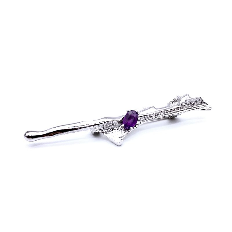 自然系列紫水晶胸針 - 胸針/心口針 - 銀 