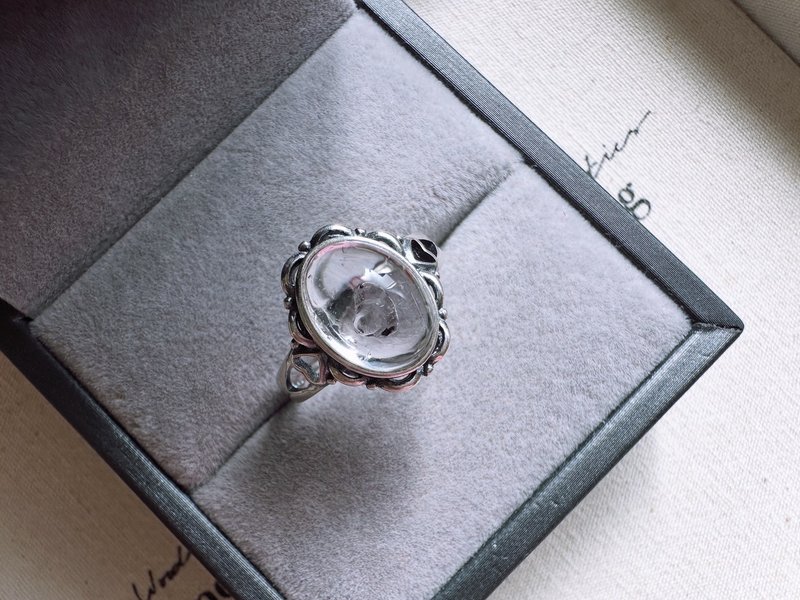 黑流沙水膽水晶銀戒 - 戒指 - 水晶 