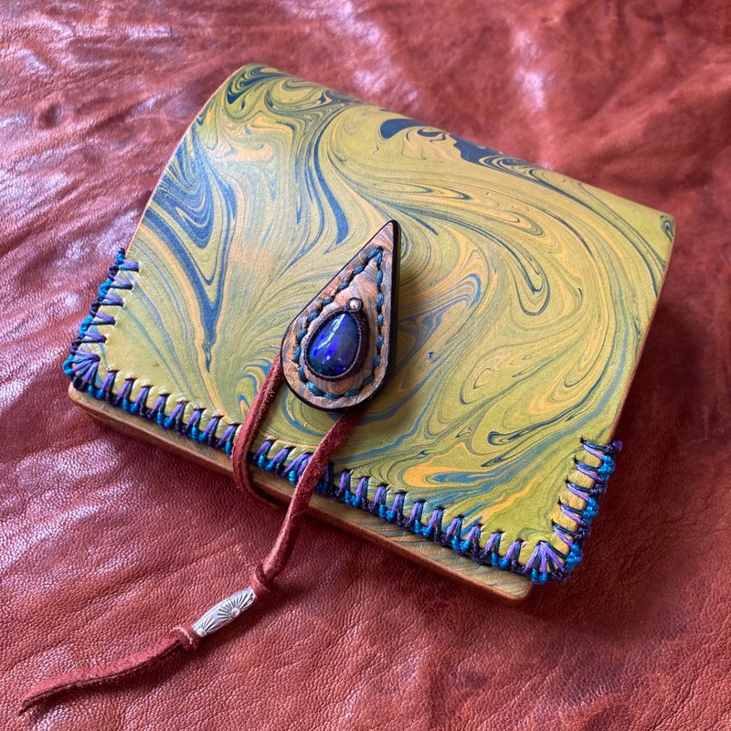 -エチオピアンブラックオパール- サイケデリックハーフウォレット - 錢包/皮夾/長短夾 - 真皮 黃色