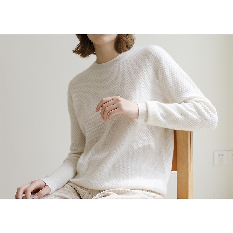 KOOW snow country soft fine honeycomb cashmere special weave sweater - Women's Sweaters - Wool 
