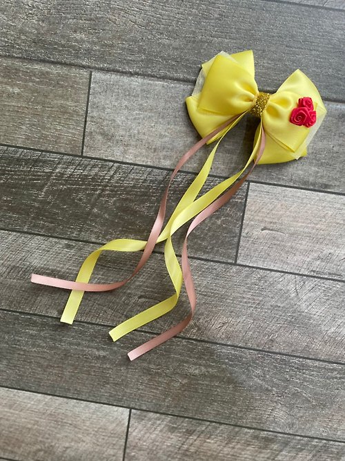 ribbons-mom Ribbon hair clip with tail pricess collection Belle