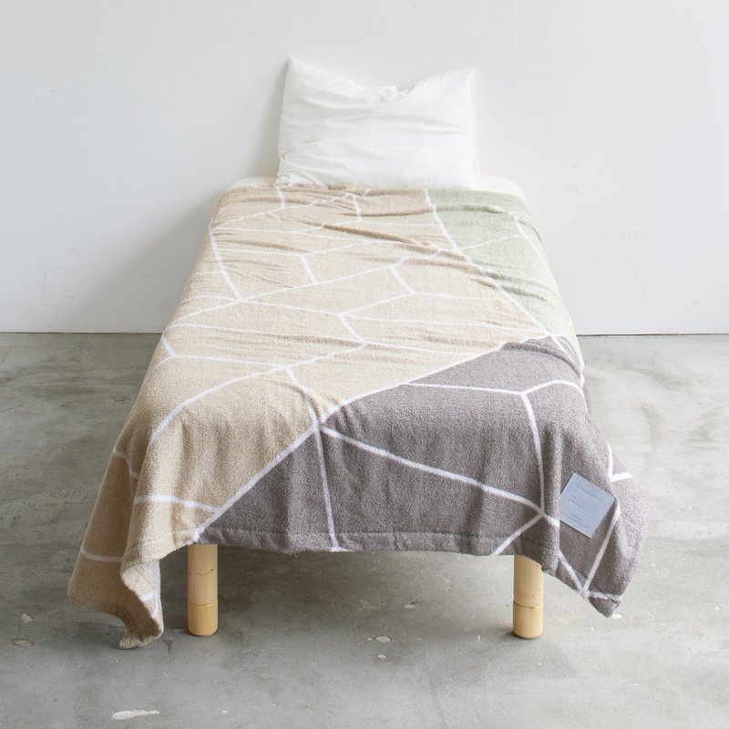 LIBRA Trape Khaki All Cotton Pile Towel Blanket, Single Size, Natural Material Bedding, Antibacterial Treatment - ผ้าห่ม - ผ้าฝ้าย/ผ้าลินิน สีกากี